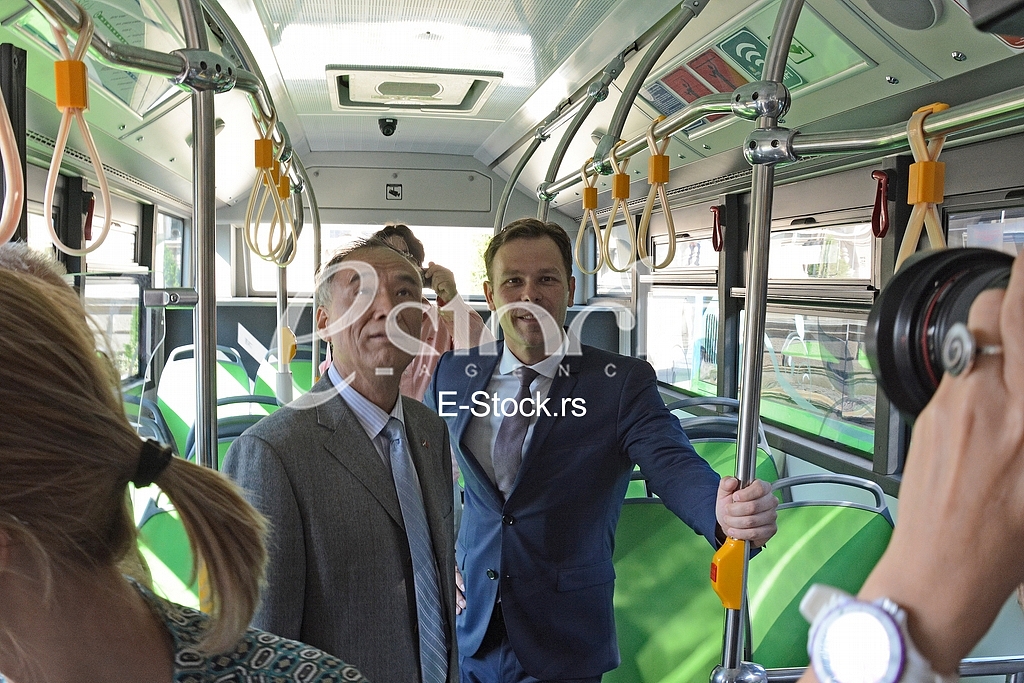 Presentation of city electro buses, major Sinisa Mali and Chinese Ambassador