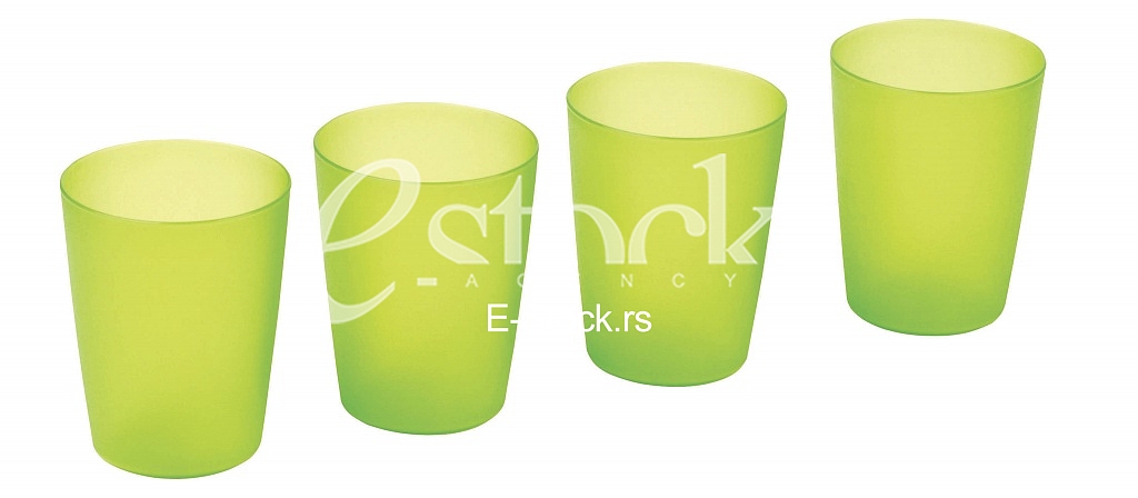 Green plastic cups