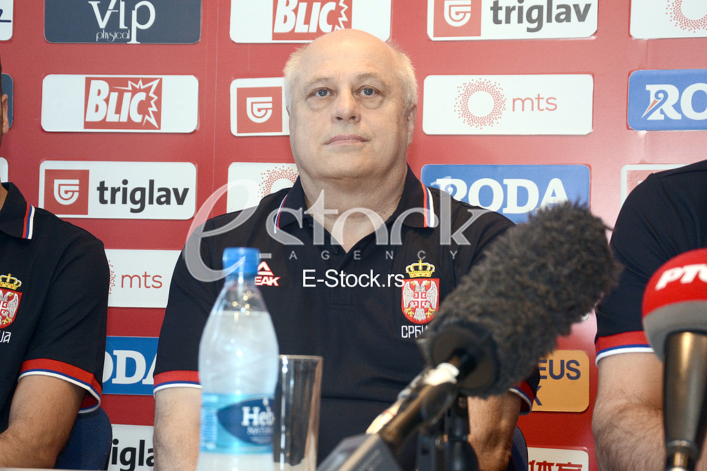 Aleksandar Djordjevic selector and coach of basketball team of Serbia at a press conference at the Basketball Federation of Serbia, Belgrade