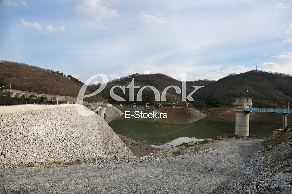 Dam on the lake where flooding Monastery Valjevska Gracanica