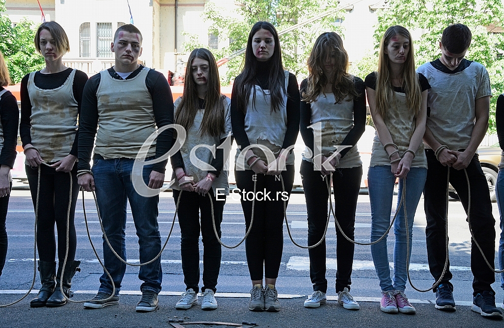 student protest for Jasenovac genocide in Croatia