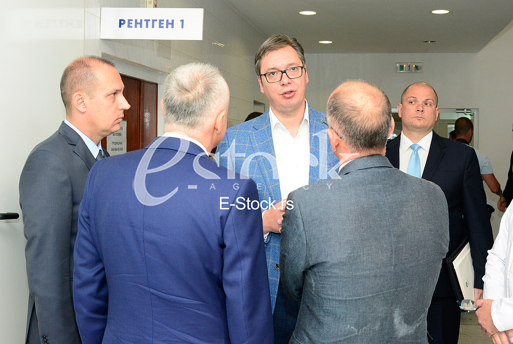  president of Serbia Aleksandar Vucic visiting the children's clinic in Tirsova Street