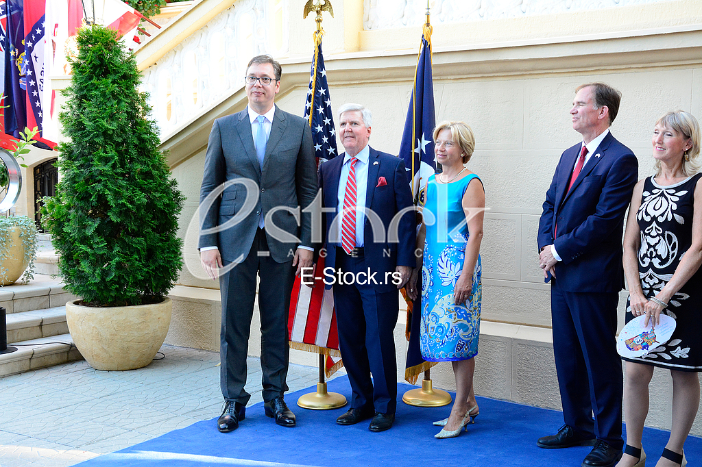 US ambassador Kyle Scott with his  guests to the celebration of Independence Day In the American residence
