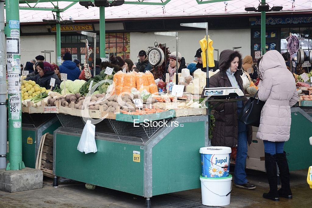 Selling food in the market.