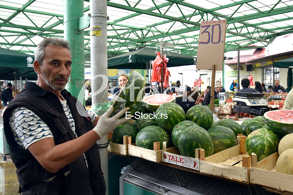 Watermelon on the market.



