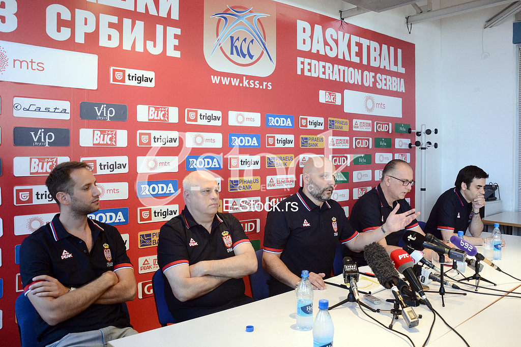 Aleksandar Djordjevic selector and coach of basketball team of Serbia at a press conference at the Basketball Federation of Serbia, Belgrade