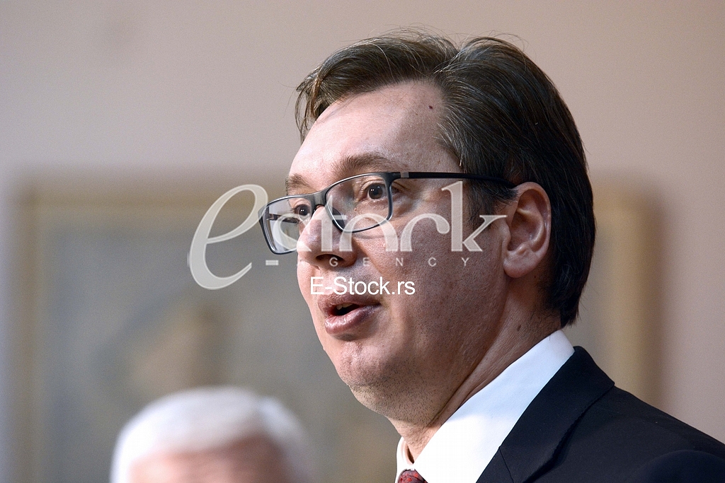 A formal reception of Prime Minister Dusan Markovic and the Serbian Prime Minister Aleksandar Vucic at the Palace of Serbia in Belgrade.
 

