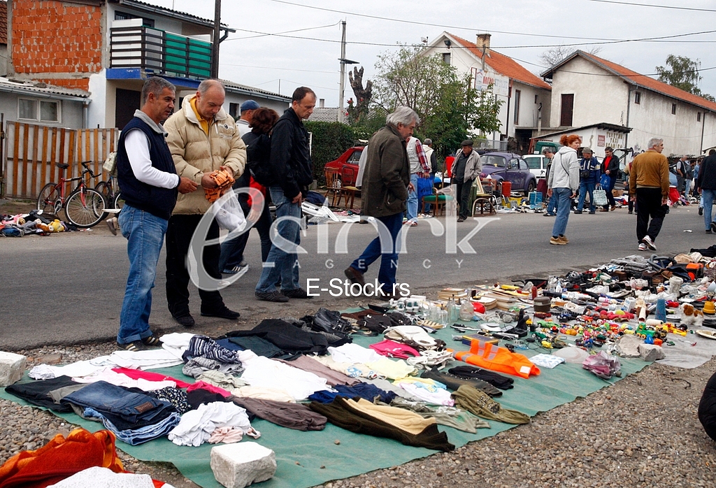 The flea market, open market, street Prvomajska, Zemun, illegal flea market, selling all kinds of things, old things, used thing