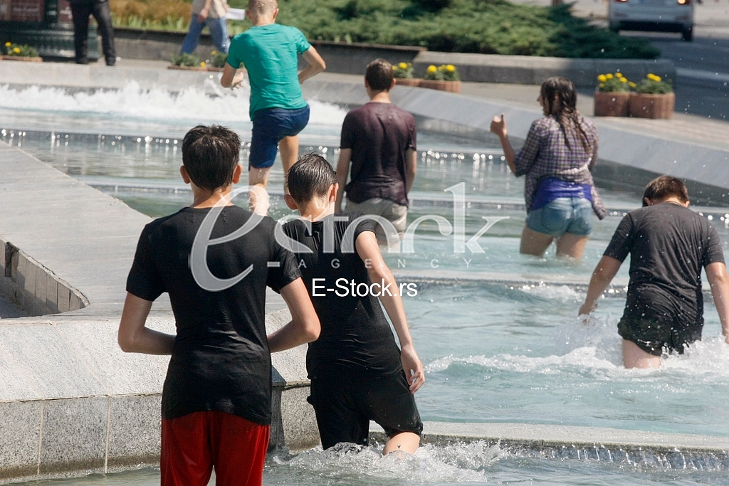Fountain swimming