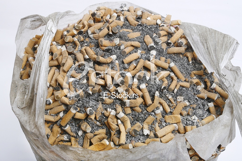 Many smoked cigarette in the crowd of