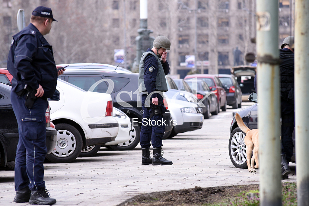 Bomb in front of the assembly.