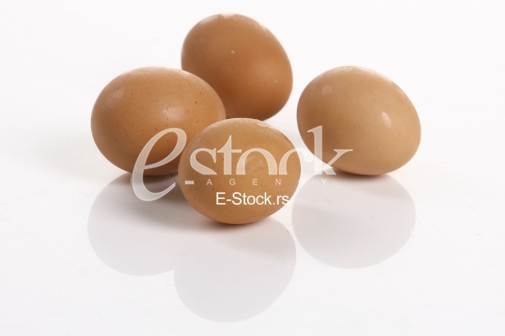 four eggs isolated on white background
