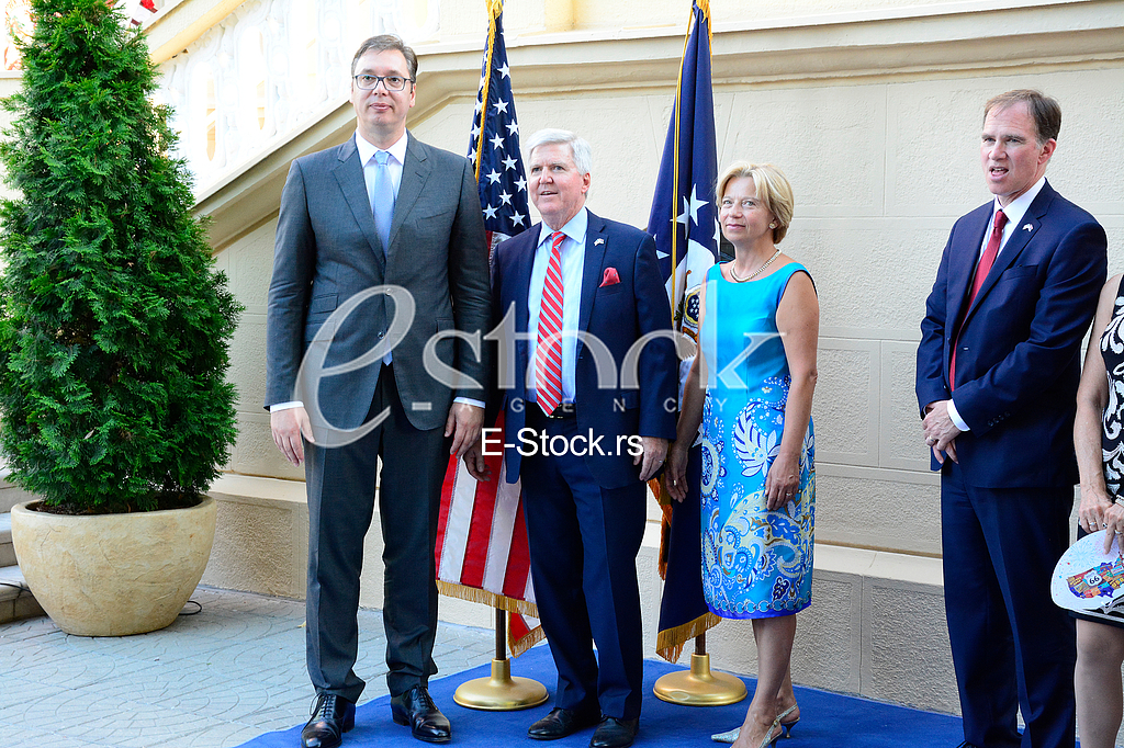US ambassador Kyle Scott with his  guests to the celebration of Independence Day In the American residence