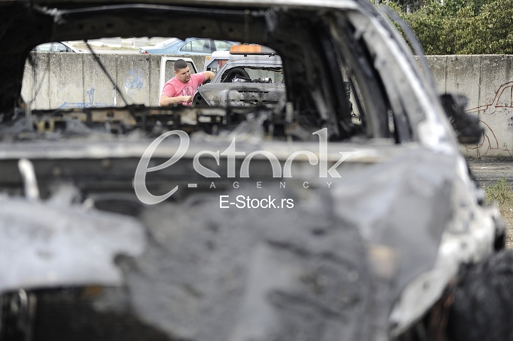 Burned cars
