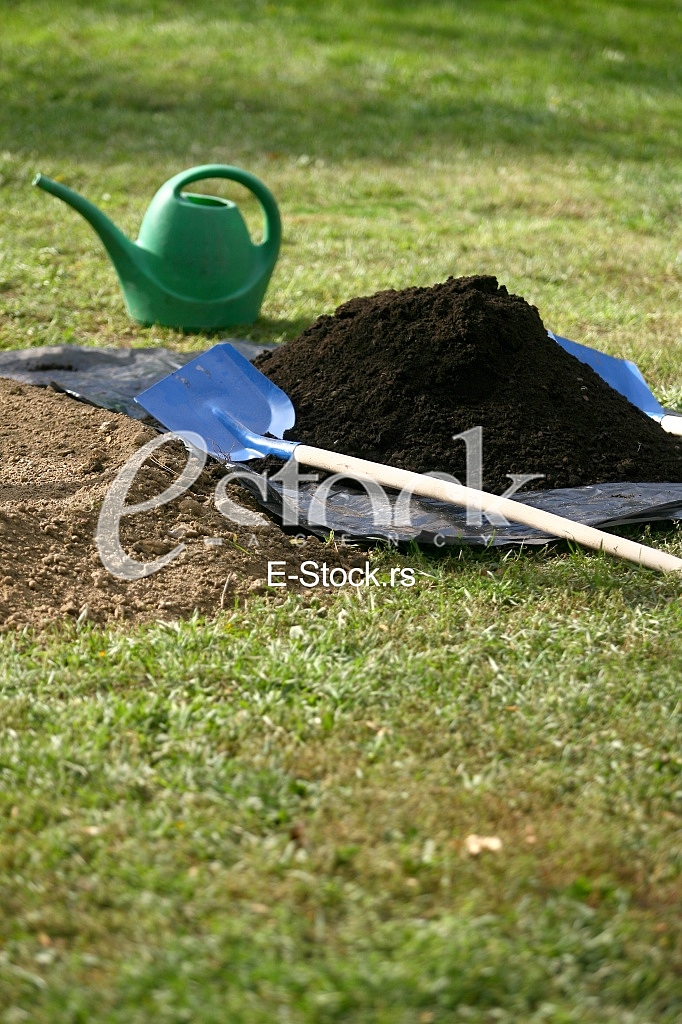 garden tools watering can shovel