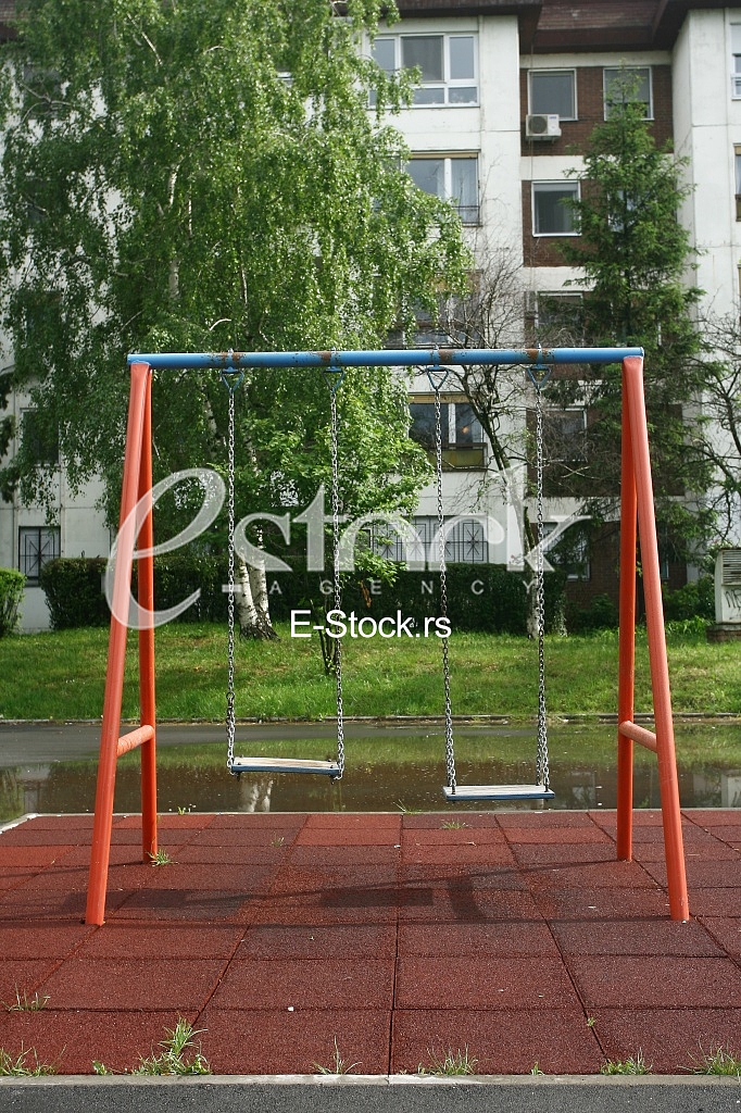 playground children's child chain swings on summer kids playground