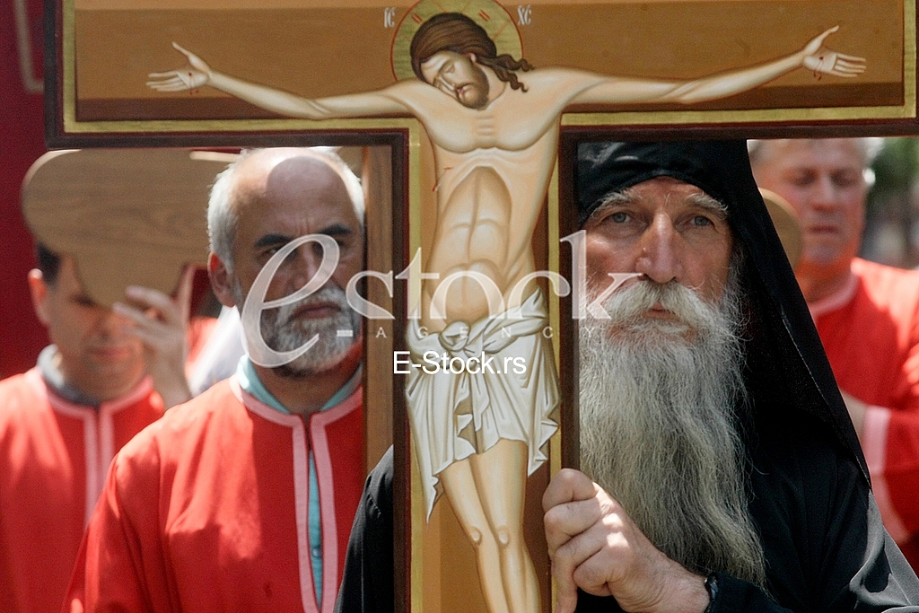 Ortodox church procession Belgrade Spasovdan