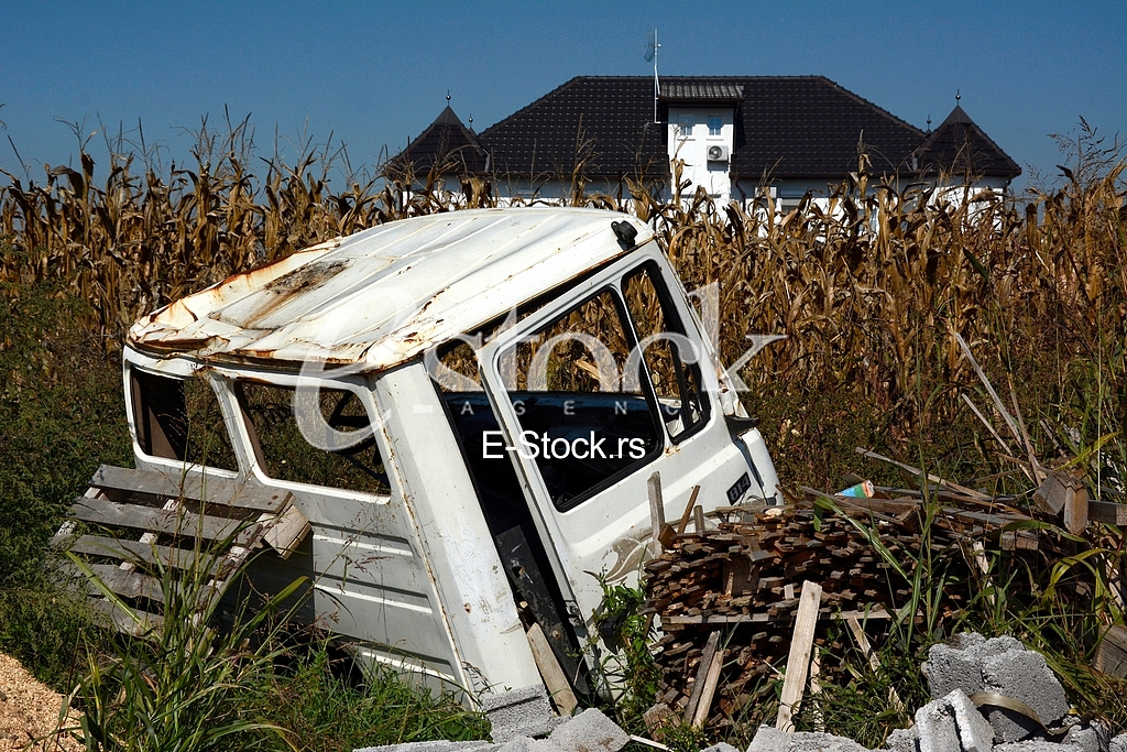 House of singer Seka Aleksic in the middle of a corn field in Stara Pazova