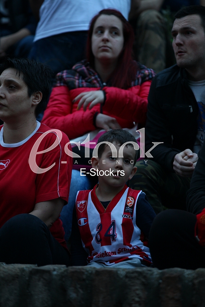 Basketball Euroleague 2016.Red Star vs Cedevita in Croatia in Zagreb.Video beam Watching,
Kalemegdan park in Belgrade. 




