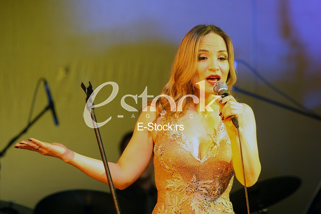 Pop singer Jelena Tomasevic on stage in Smederevo