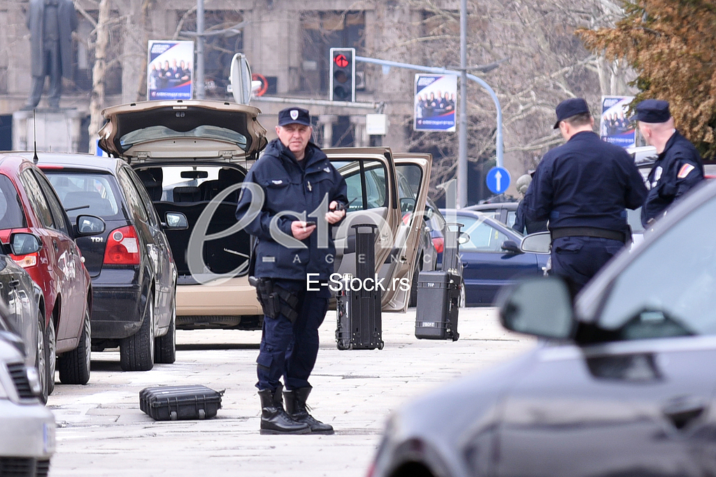 Bomb in front of the assembly.