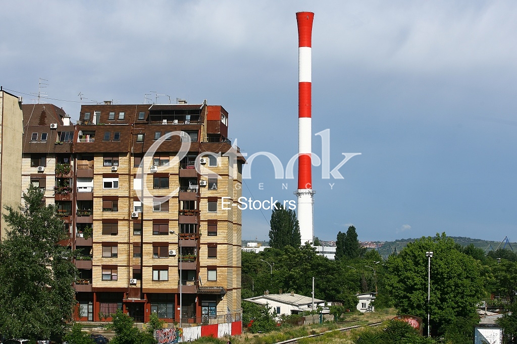 the pipes of heat station in the summer