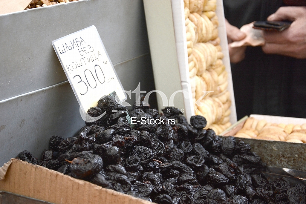 Selling food in the market.