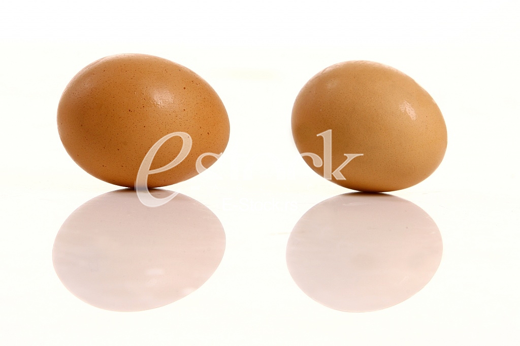 two eggs isolated on white background