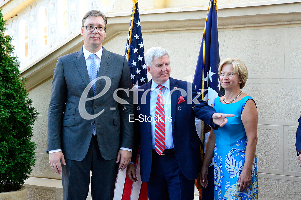 US ambassador Kyle Scott with his  guests to the celebration of Independence Day In the American residence