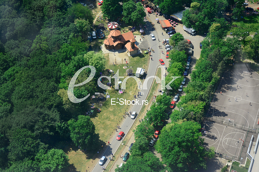 Celebration of first May holidays on Avala hill over Belgrade city