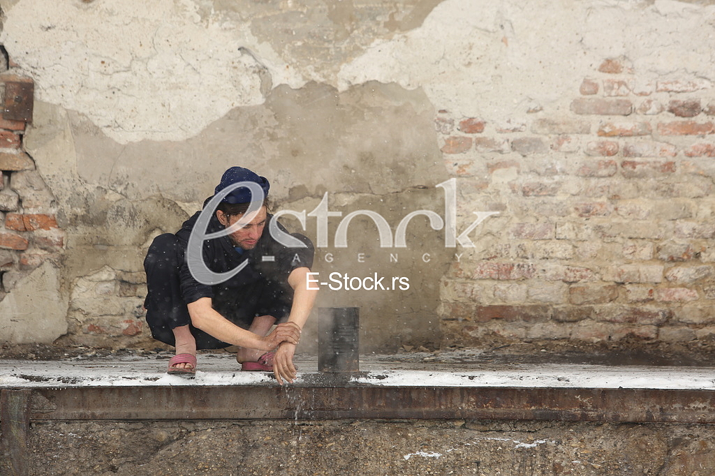 Migrants in Belgrade during winter