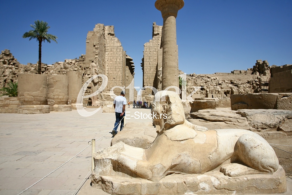Ancient ruins of Karnak temple in Egypt in the summer