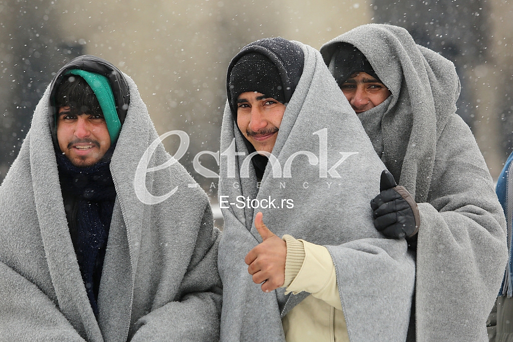 Migrants in Belgrade during winter