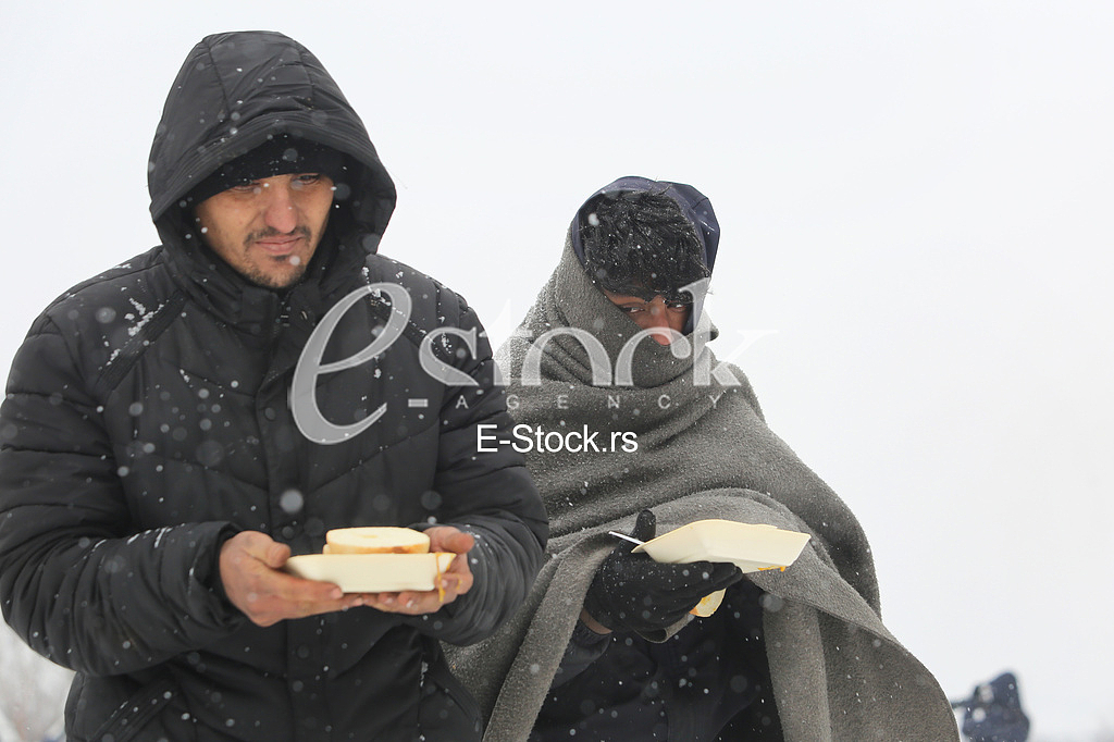 Migrants in Belgrade during winter