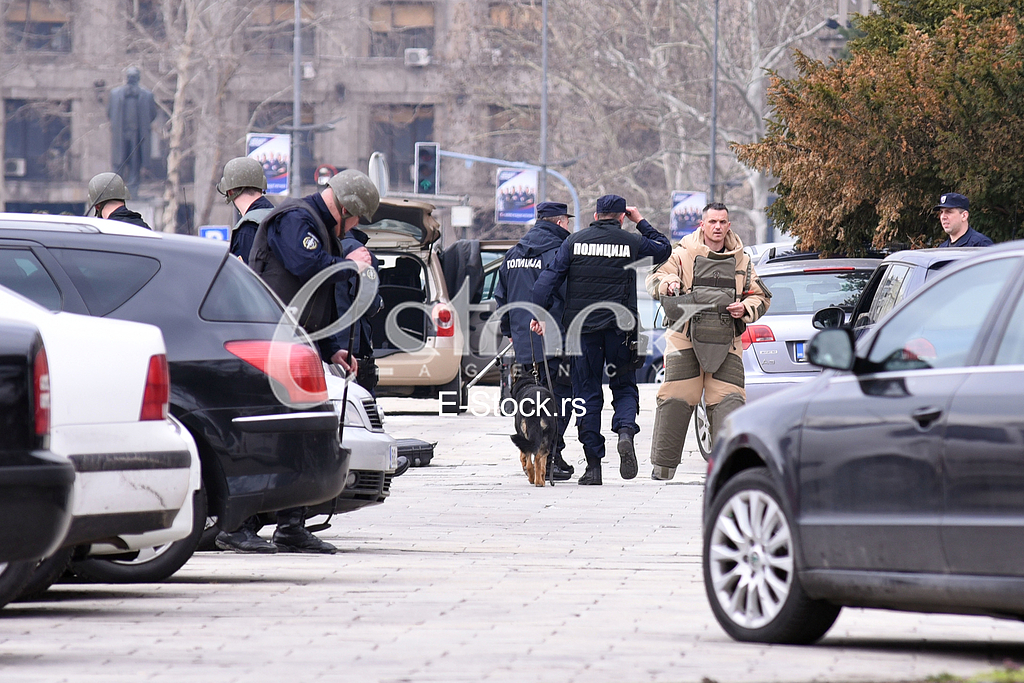 Bomb in front of the assembly.