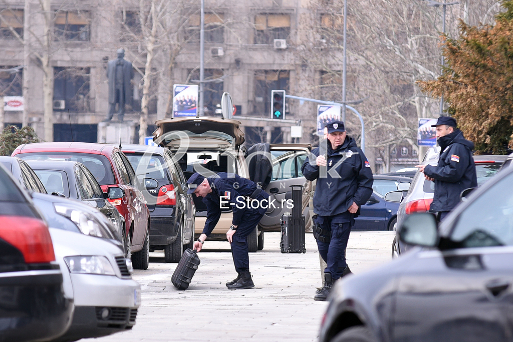 Bomb in front of the assembly.