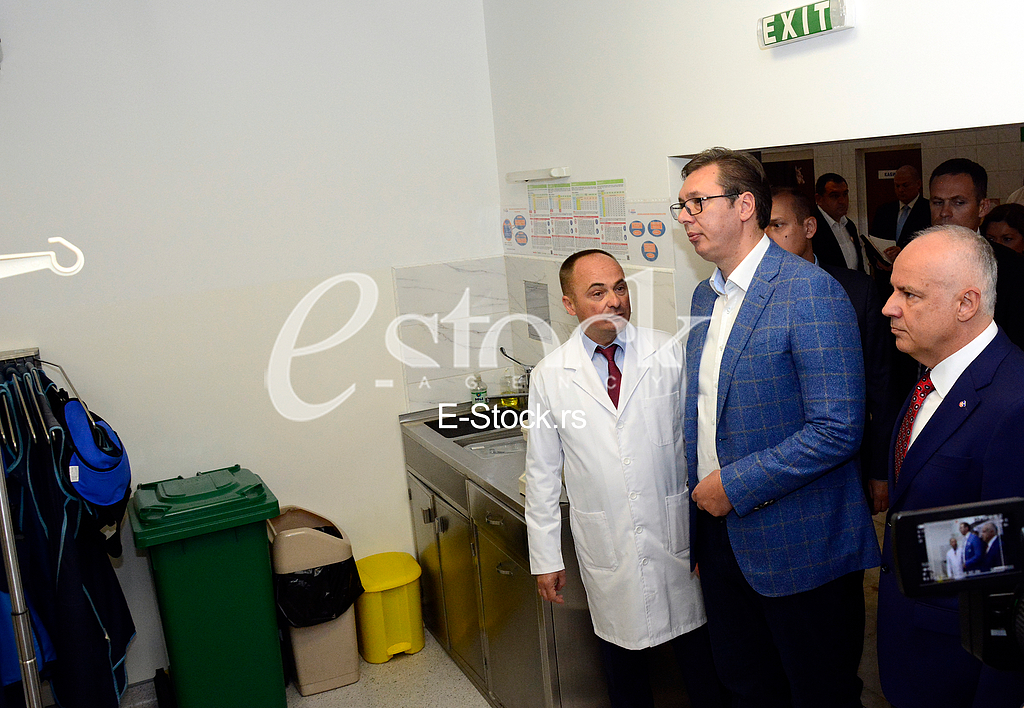 president of Serbia Aleksandar Vucic visiting the children's clinic in Tirsova Street