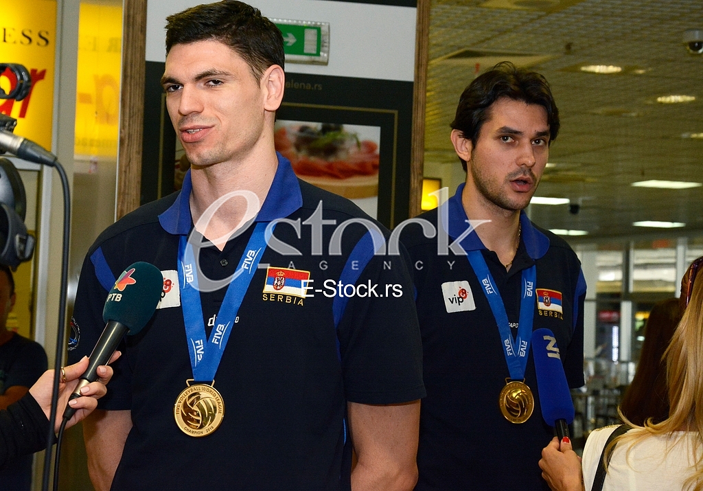 volleyball players of Serbia coming from Krakow, Belgrade airport