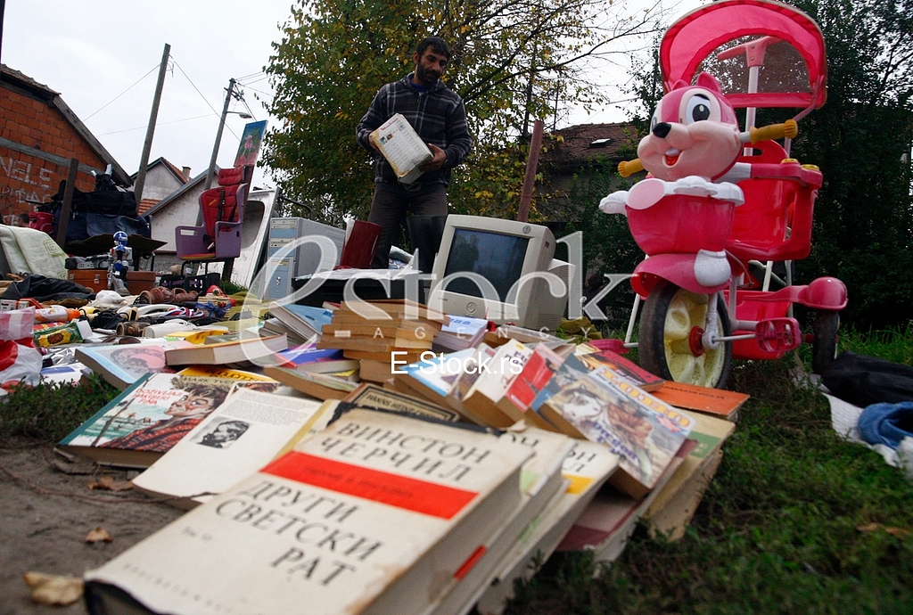 The flea market, open market, street Prvomajska, Zemun, illegal flea market, selling all kinds of things, old things, used thing
