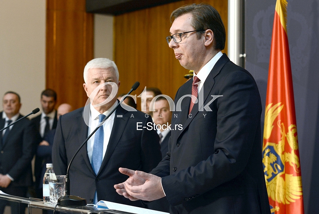A formal reception of Prime Minister Dusan Markovic and the Serbian Prime Minister Aleksandar Vucic at the Palace of Serbia in Belgrade.
 

