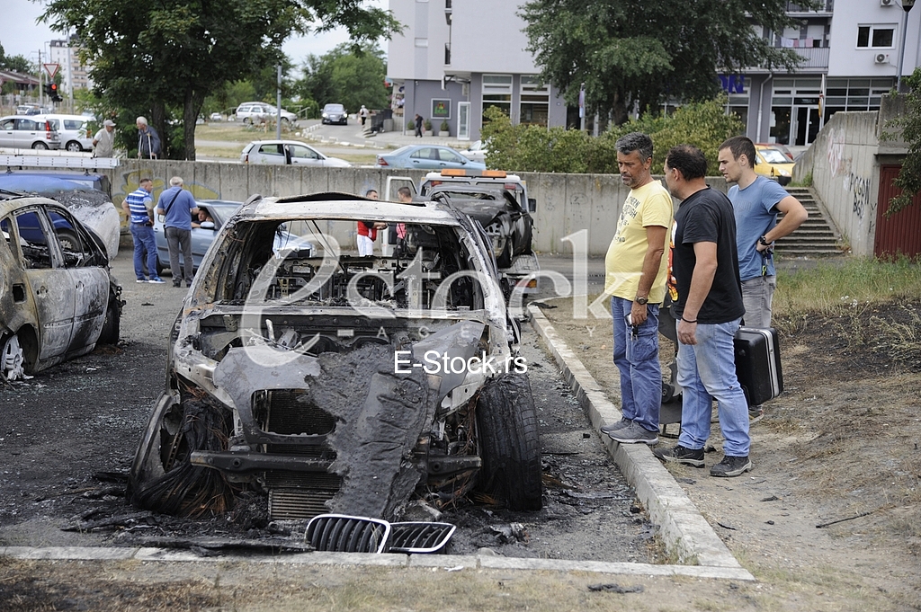 Burned cars
