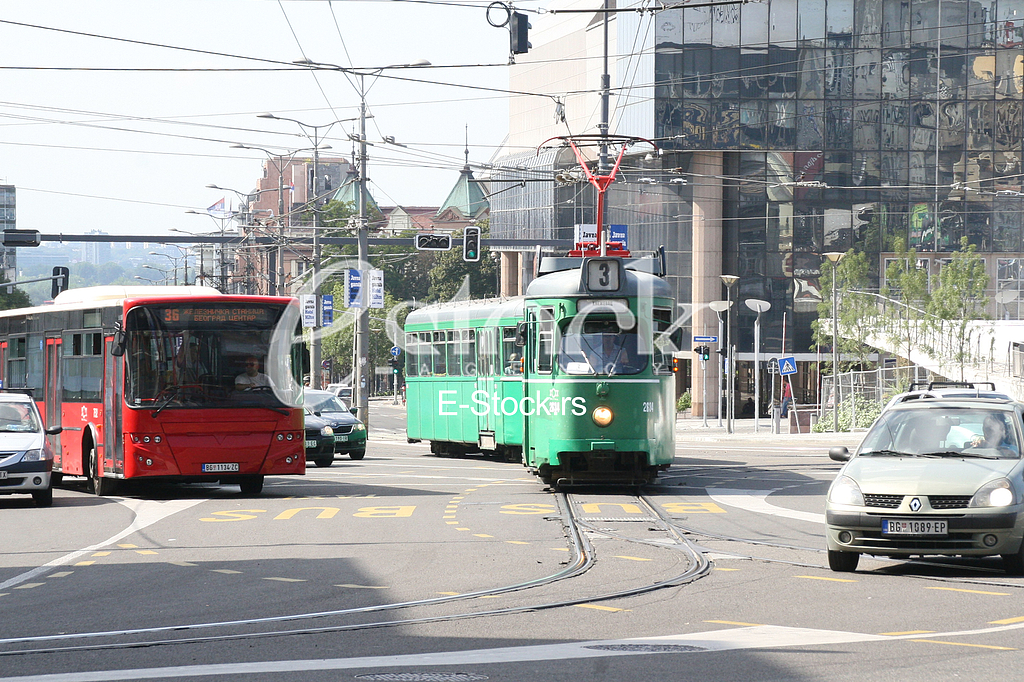 Trams at the Station, Slavija   