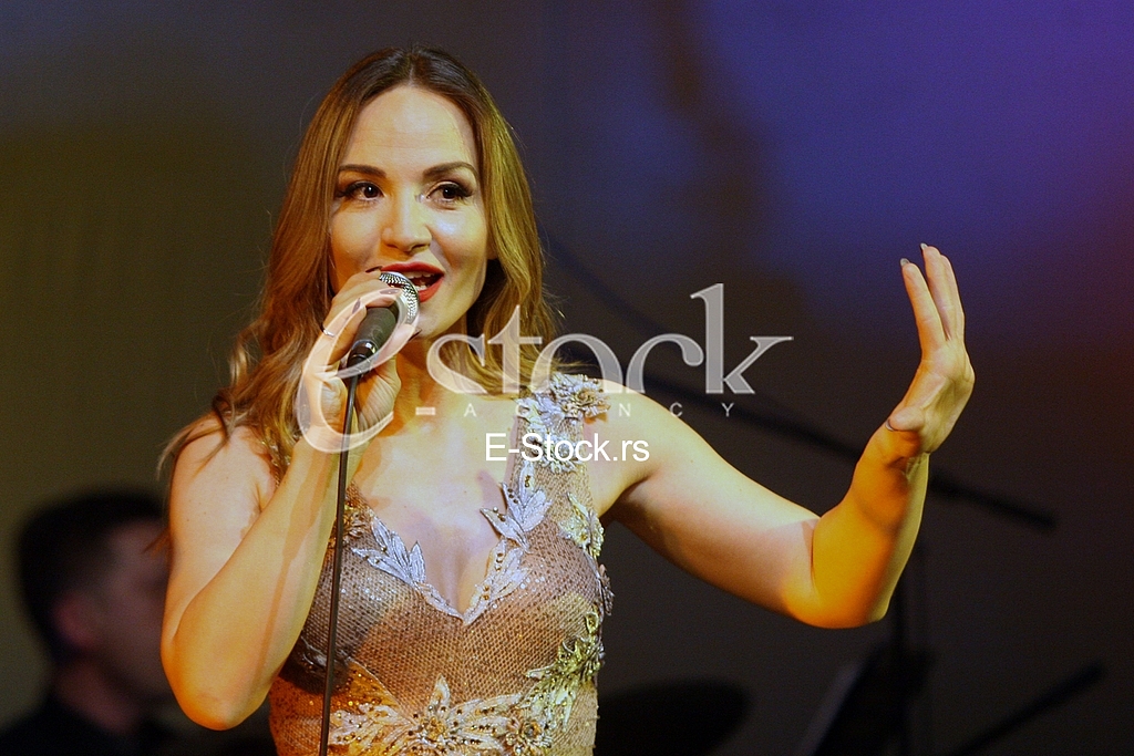 Pop singer Jelena Tomasevic on stage in Smederevo