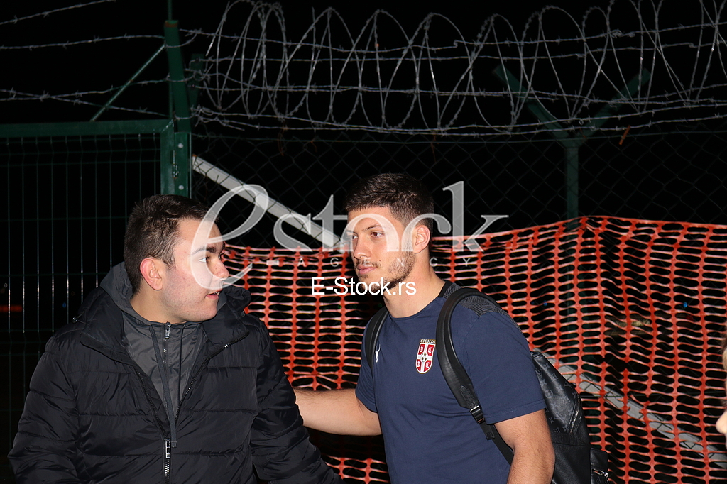FUDBAL - Reprezentacija Srbije na Aerodromu Nikola Tesla posle pobede nad Portugalom
