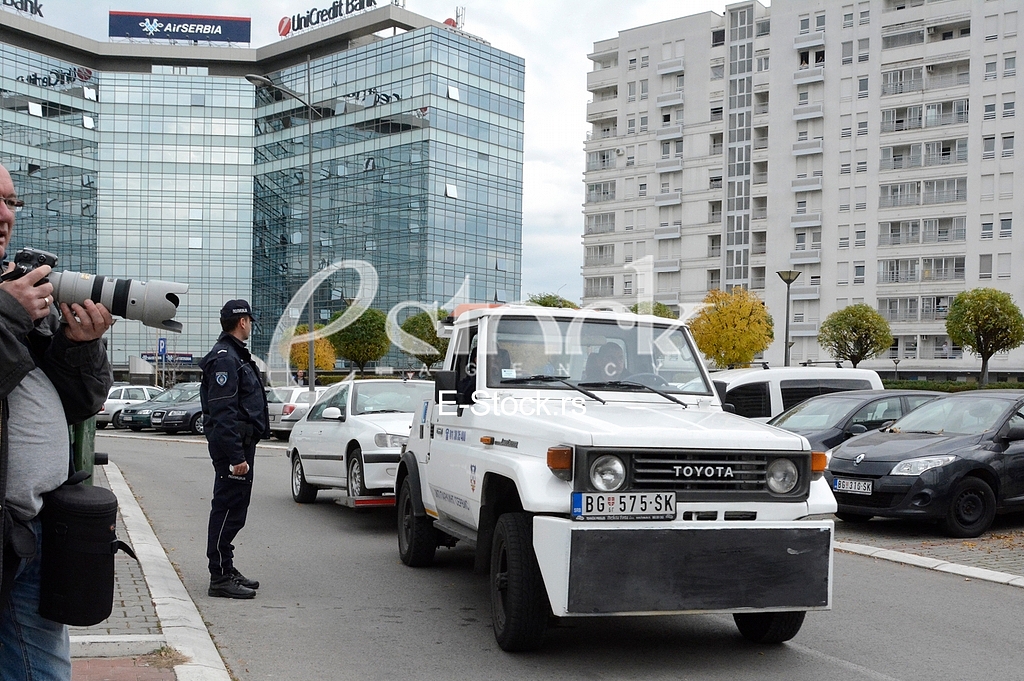  reports of an explosive device in the parking of Air Serbia, apartment block Belville Belgrade