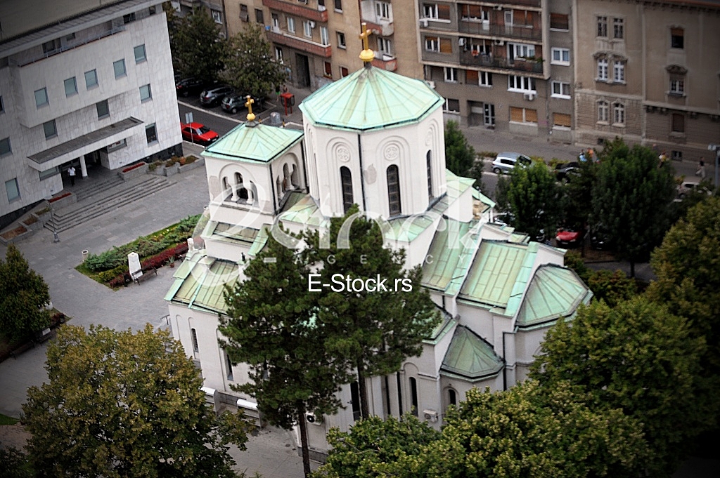 View from the Cathedral of Seint Sava on small church of Saint Sava