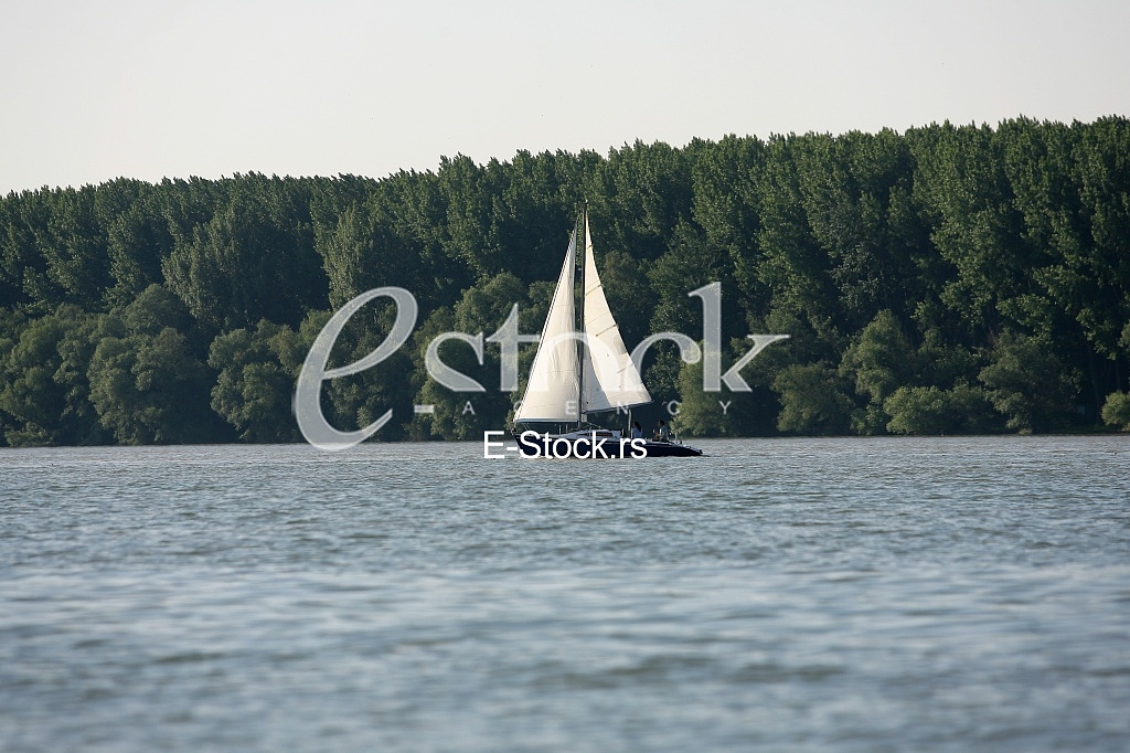 satisfaction of the boat on the Danube river, enjoying on sailboat