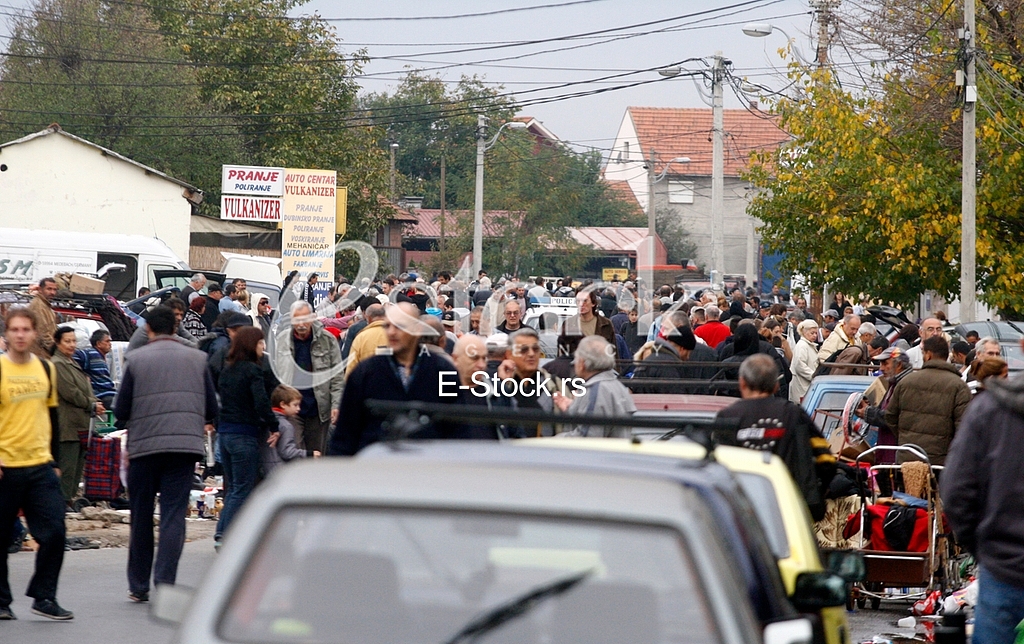 The flea market, open market, street Prvomajska, Zemun, illegal flea market, selling all kinds of things, old things, used thing