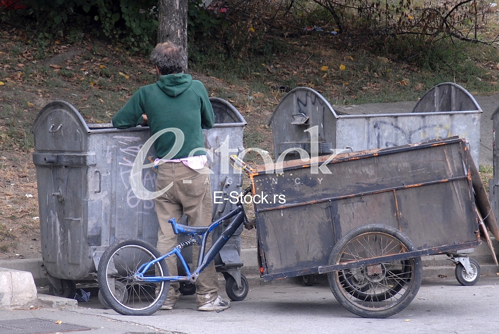 A man collects recyclable materials 