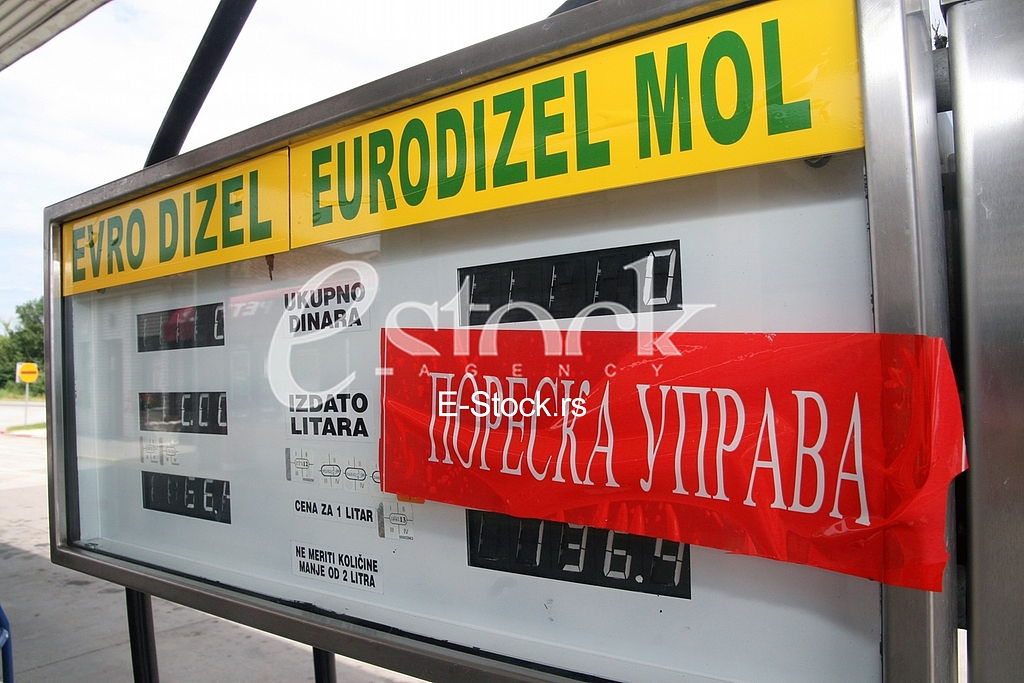 The label of the tax administration on a machine to fuel dispensers